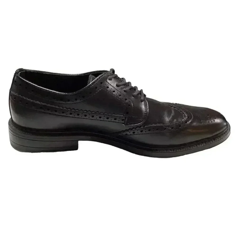 Stafford Wingtip Men 8.5 M Vegan Lace Up Oxford Dress Shoes Black Brogue Derby